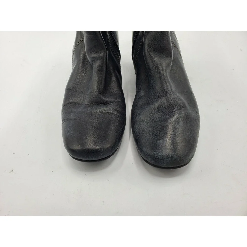 ECCO Women's Ankle Boots Black Leather Heel Booties Sz 8.5 / 39‎